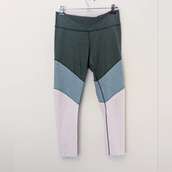 Outdoor Voices Colorblock Green Blue White Stretchy 7/8 Springs Leggings M - Picture 3 of 6